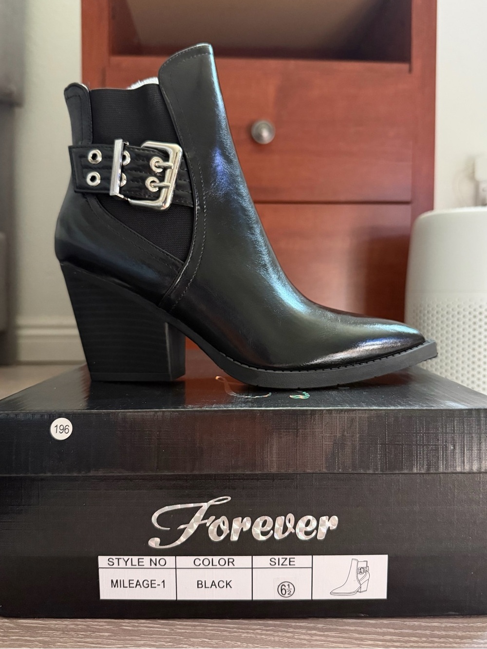 Mileage-1 By Forever Link Women's Pointed Toe Buckle Embellished Ankle Bootie